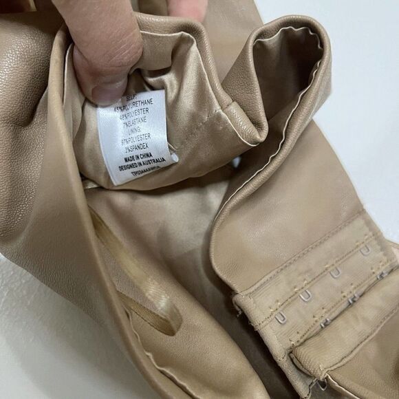 Meshki Mahla Faux Leather Square Neck Crop Bralette tank Camel brown size Large - Picture 4 of 6